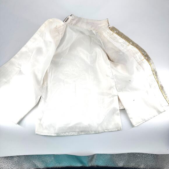 Boys White Sherwani Jacket Beaded Embroidery Gold Buttons 14" Chest - Picture 9 of 16